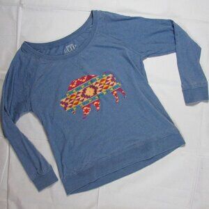 NWOT Cowgirl Up 2XL Junior's Long Sleeve Southwestern Buffalo Long Sleeve Tee